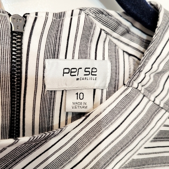 Per Se by Carlisle Black & White Striped Jasmine Italian Cotton Top in  Size 10 - Picture 7 of 9